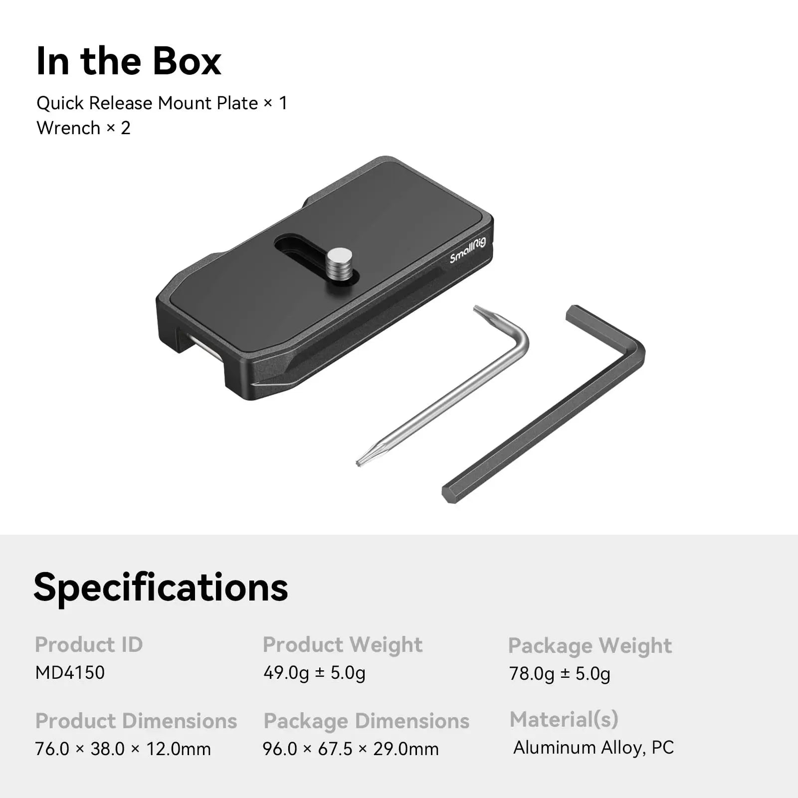 SmallRig Quick Release Plate for AirTag, Mount Plate for Arca-Type