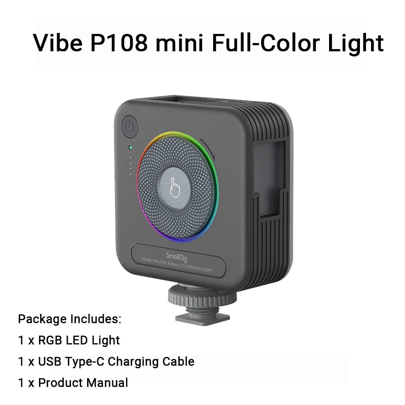 SmallRig P108 RGB Video Light,Portable LED Camera Lights 360°