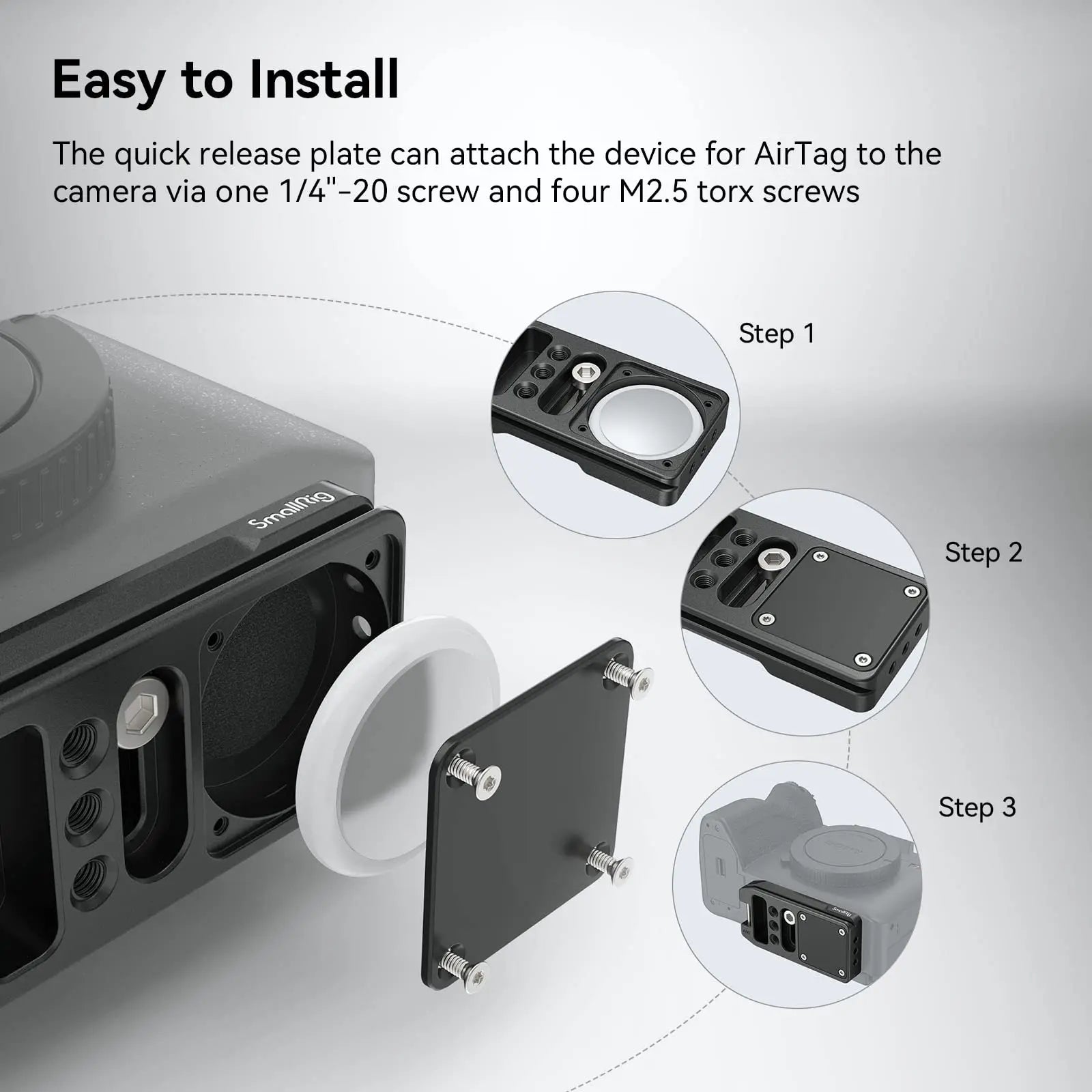 SmallRig Quick Release Plate for AirTag, Mount Plate for Arca-Type