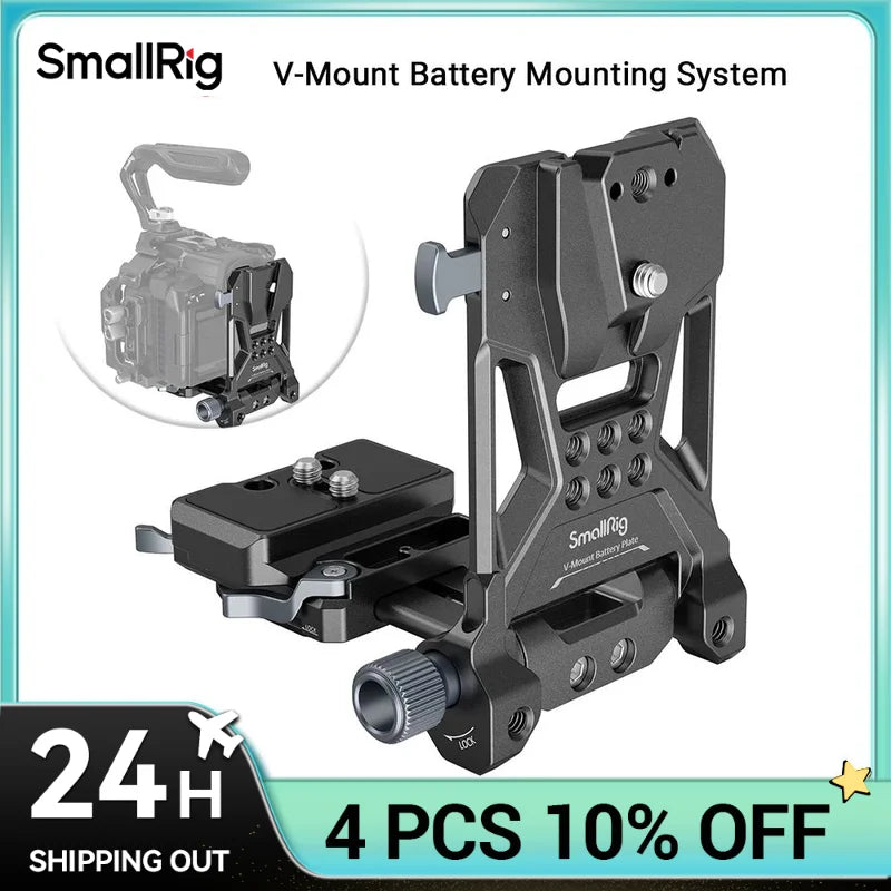 SmallRig V-Mount Battery Plate, V Lock Battery Mounting Plate with Quick Release Plate for Arca-Swiss, 1/4"-20 Threads for DSLR