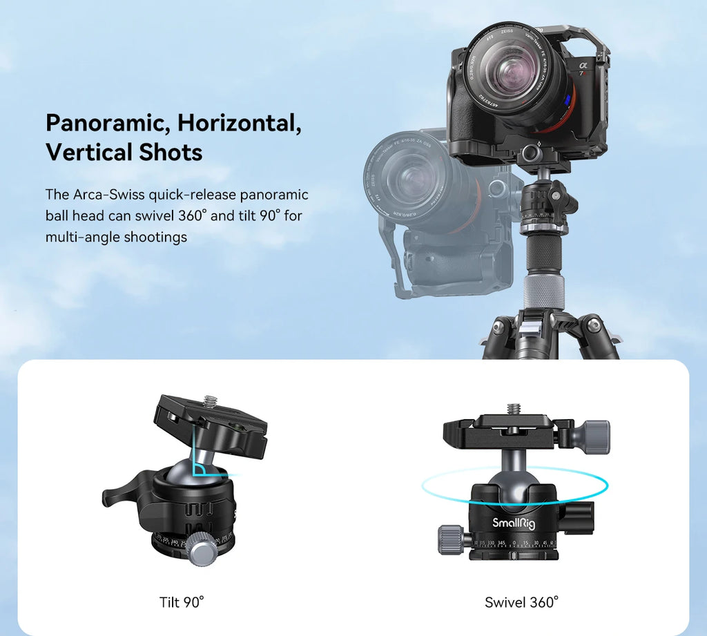 SmallRig Carbon Fiber Tripod with Center Column AP-20 Stable and Lightweight Carbon Fiber Legs Load 12kg Quickly Adjustable 4059