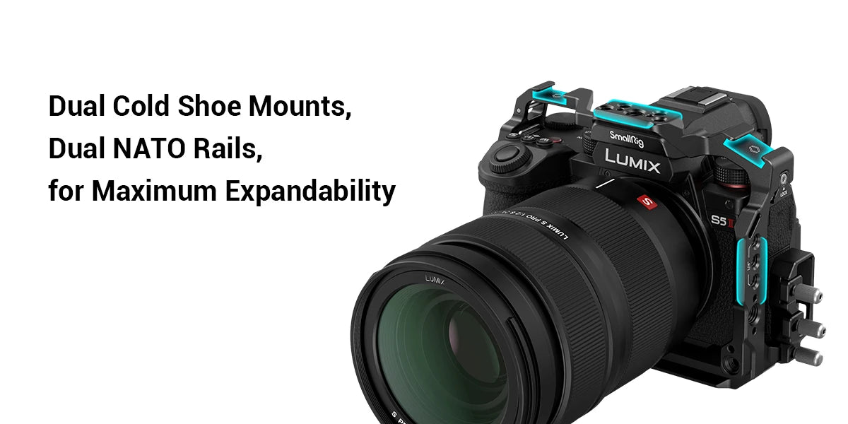 SmallRig Cage for Panasonic LUMIX S5 II Full Cage Kit with NATO Rails Cold Shoe Mounts Arca-Swiss Quick-Release Plate