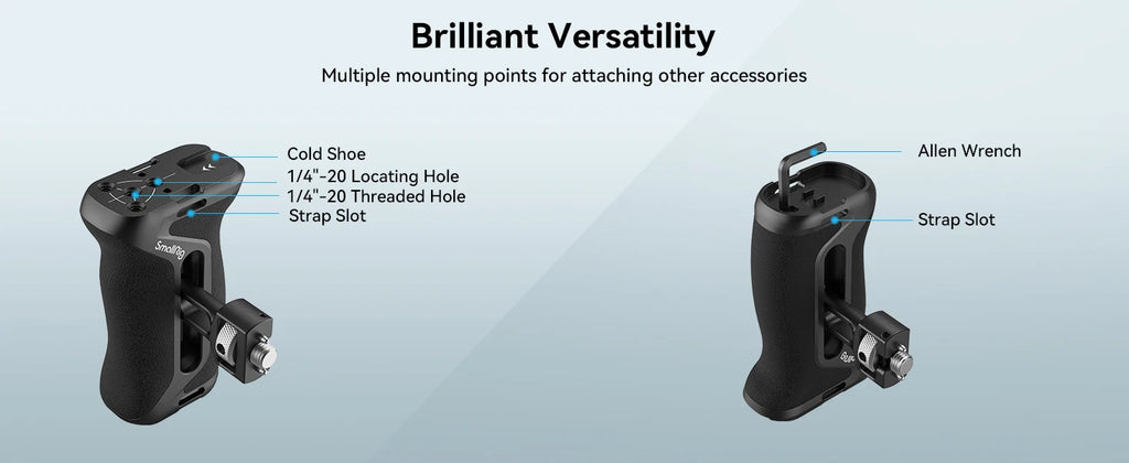 SmallRig Adjustable Side Handle with Two-in-One Locating Screw for Cages and Plate with ARRI 3/8"-16 or 1/4"-20 Holes Left/Right