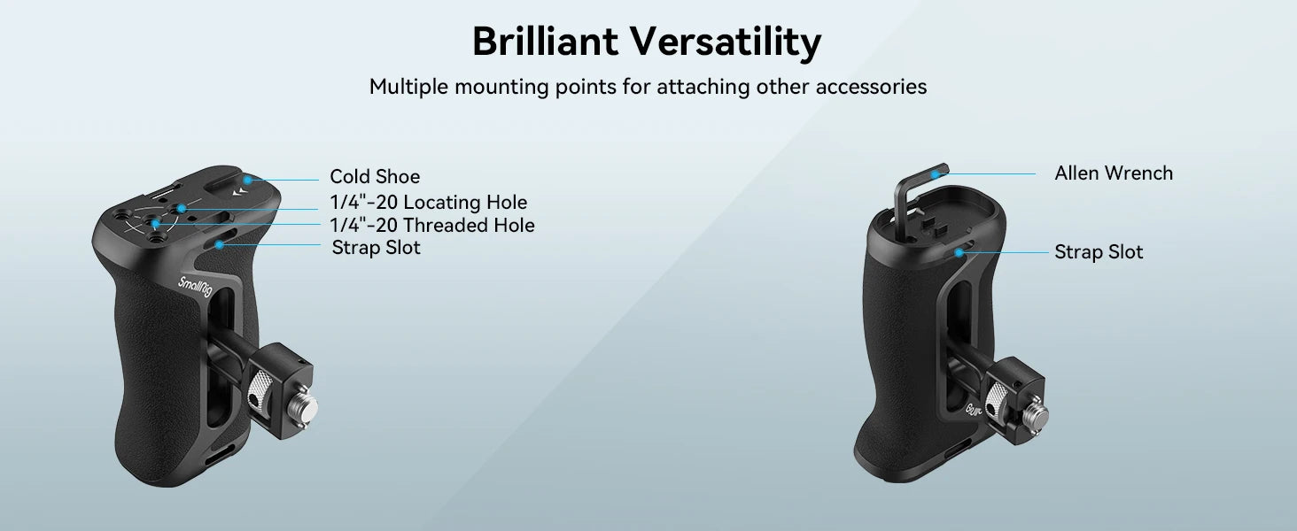 SmallRig Adjustable Side Handle with Two-in-One Locating Screw for Cages and Plate with ARRI 3/8"-16 or 1/4"-20 Holes Left/Right