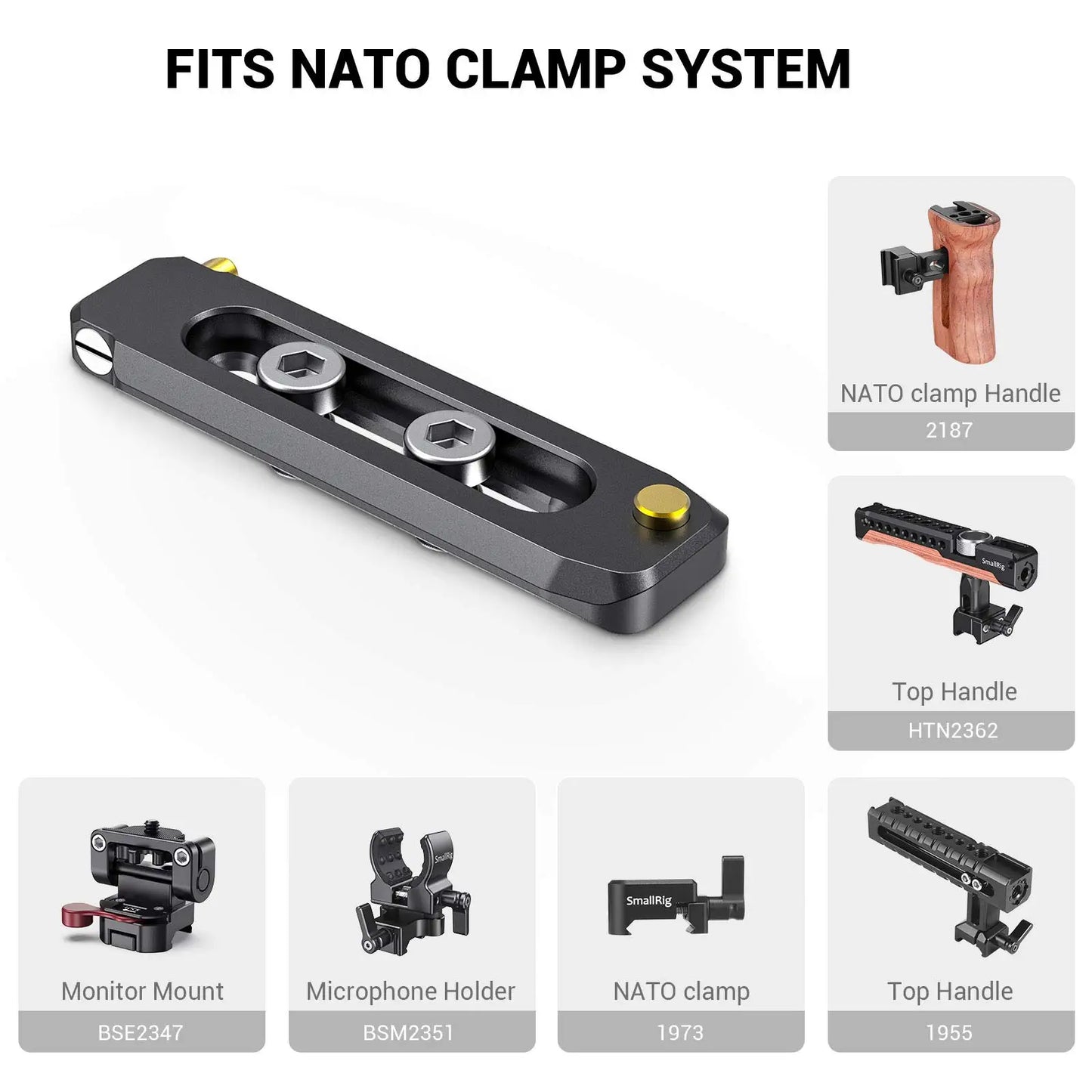SmallRig Quick Release Nato Rail Camera Rig Low-profile NATO Rail 50mm / 70mm / 90mm For Video Shooting Options Nato Handle
