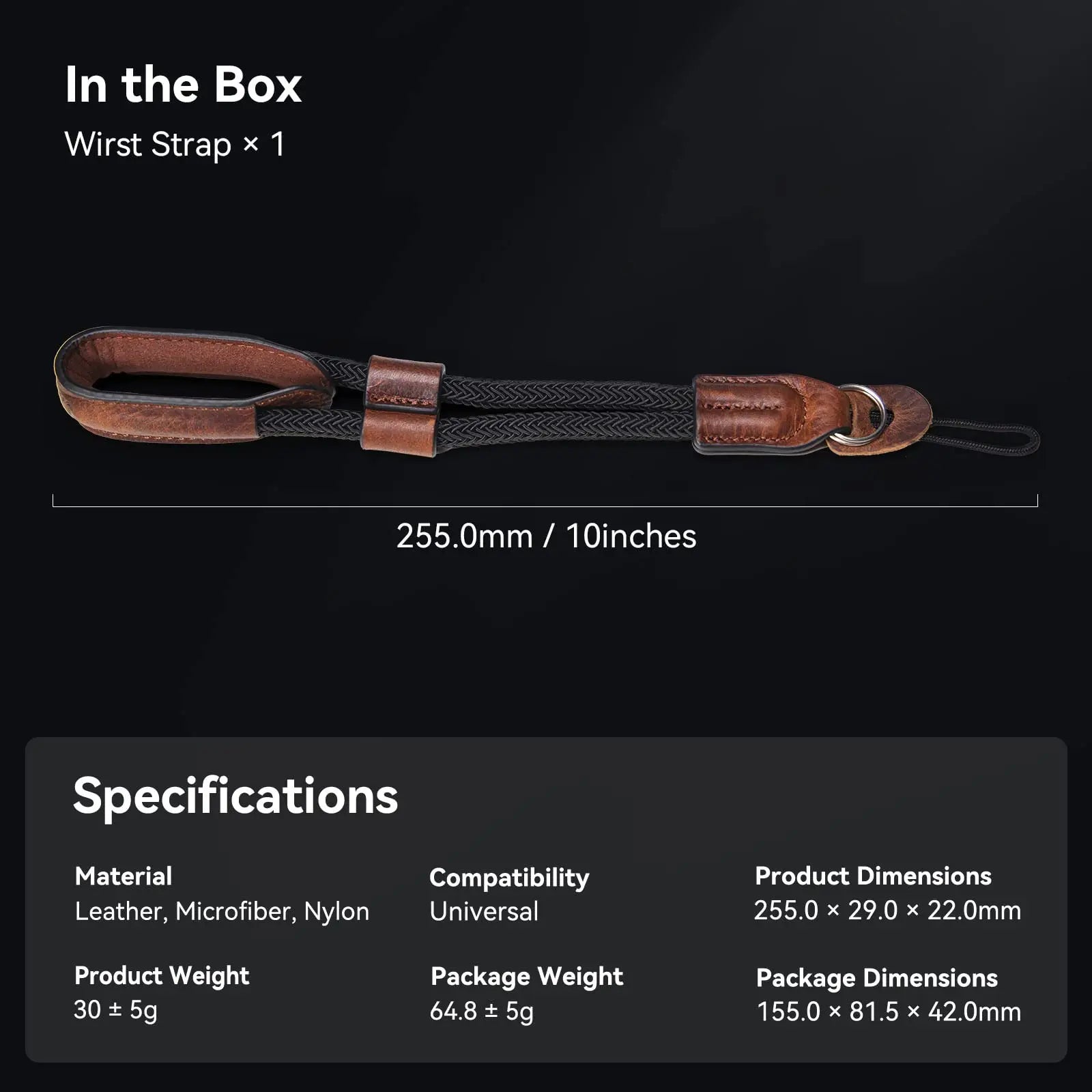 SmallRig Universal Camera Hand Strap,Vintage Leather Wrist Strap