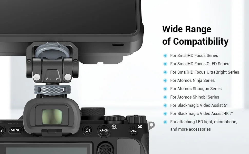 SmallRig Monitor Mount Lite with Cold Shoe Swivels 360° and tilts 180° Adjustable Built-in 1/4"-20 Threaded Hole for Magic Arm