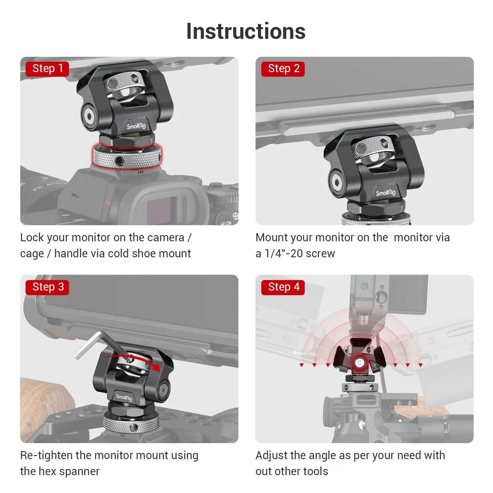 SmallRig Swivel and Tilt Adjustable Monitor Mount with Cold Shoe Mount