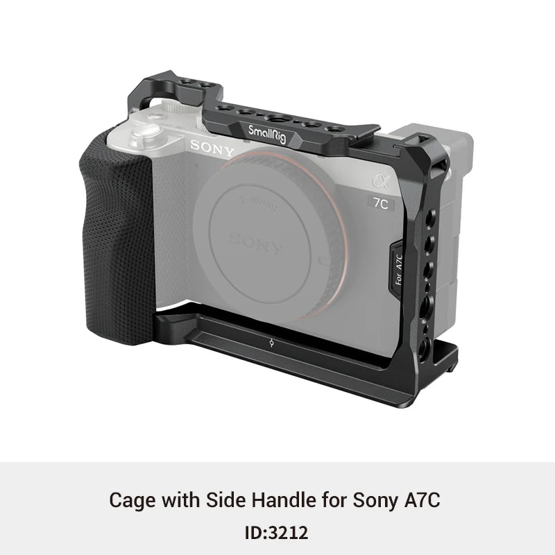 SmallRig Camera Cage with silicone Side Handle grip rig for Sony A7C 3212