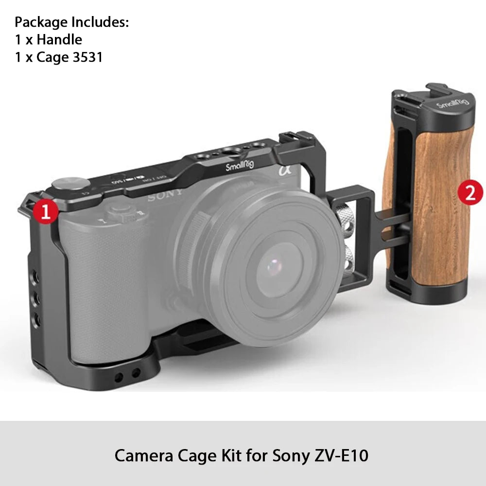 SmallRig for Sony ZVE10 Camera Cage with Silicone Cage handle Built-in Arca quick release plate Cage Rig Kit for Sony ZVE10 3538