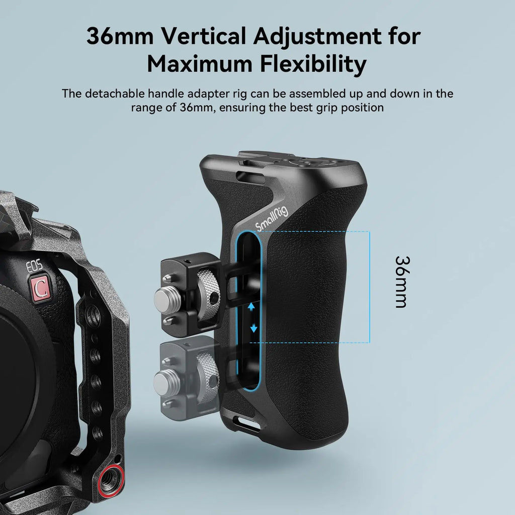 SmallRig Adjustable Side Handle with Two-in-One Locating Screw for Cages and Plate with ARRI 3/8"-16 or 1/4"-20 Holes Left/Right