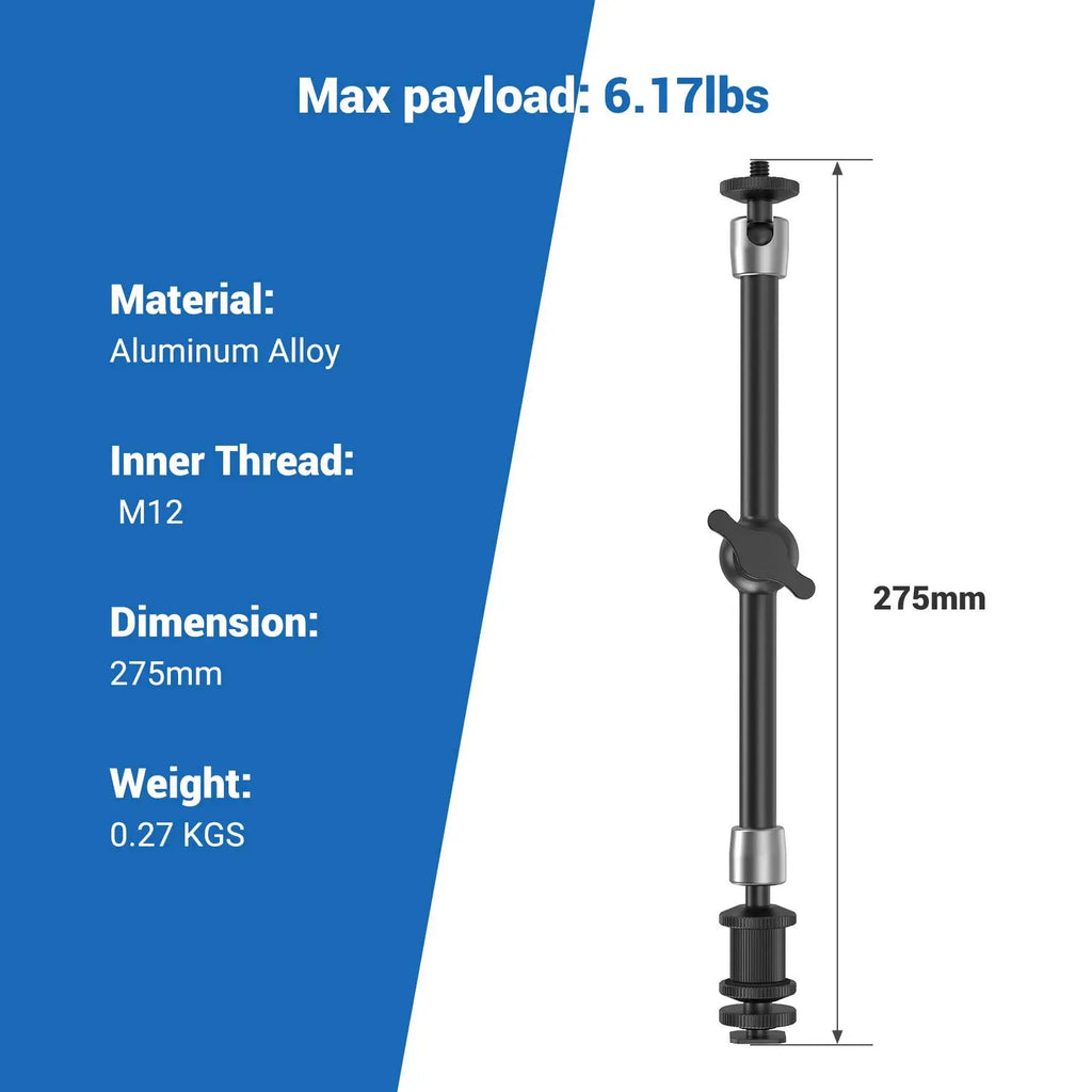 SmallRig Adjustable Friction Articulating Magic Arm 11" Long with Cold Shoe Mount Standard 1/4"-20 Threaded Screw Adapter