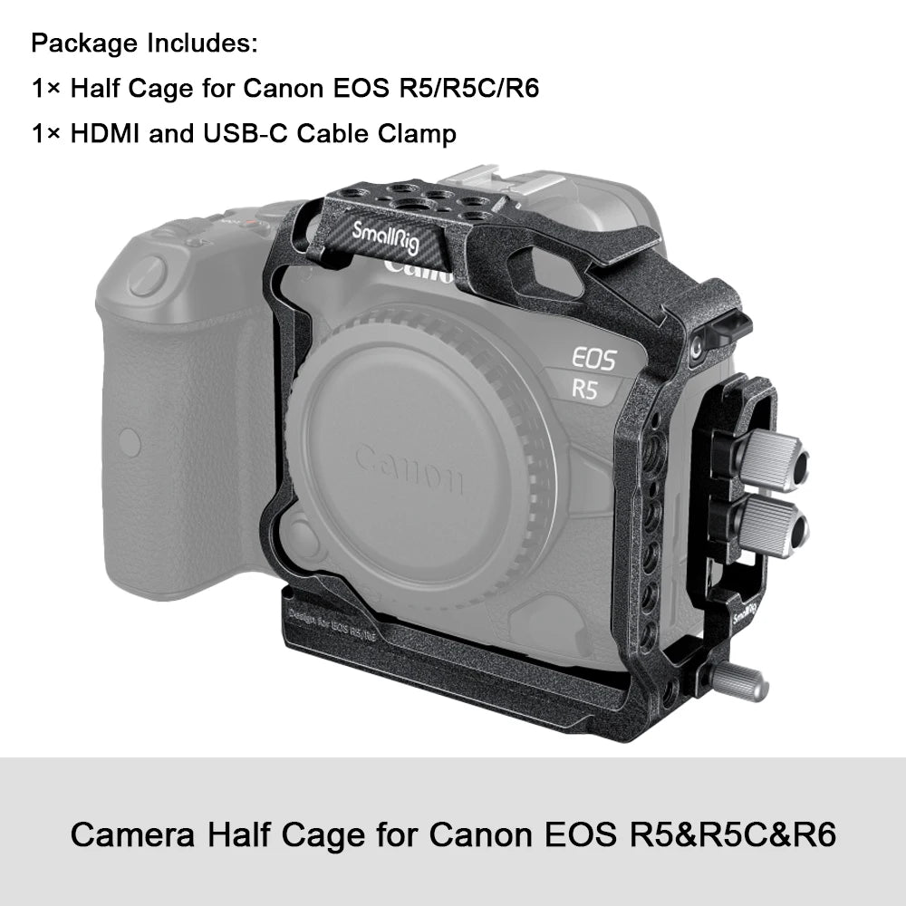 SmallRig Black Mamba Camera Cage with cable clamp and Top Handle Kit for Canon EOS R5 & R6 & R5 C Camera 3233/3234