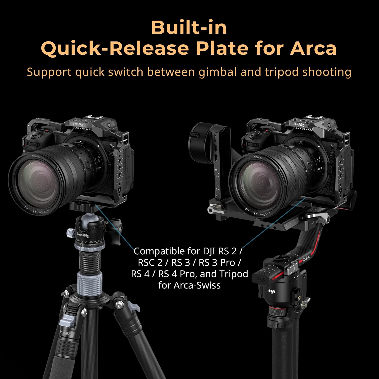 SmallRig Camera Cage for Nikon Z 6III with Arca-Swiss Quick Release Plate for DJI RS 3 /RS 3 Pro /RS 4 /RS 4 Pro or Tripod Mount