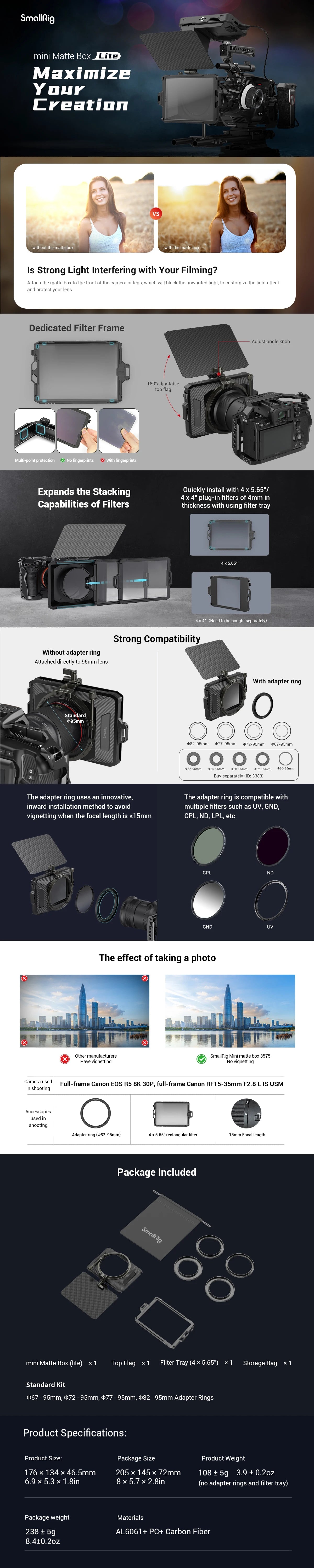 SmallRig Universal Mini Matte Box Lite & Follow Focus