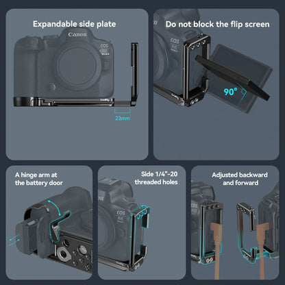 SmallRig Camera L-Bracket for Canon EOS R6 Mark II /R5 /R5 C / R6  Arca-Type 1/4" Accessory Threads Quick Release L Plate 4160