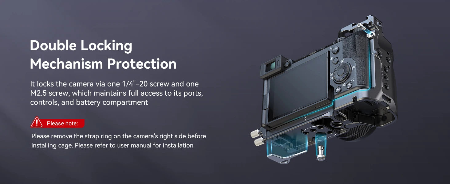 SmallRig Cage Kit for Sony Alpha 7 C II / Alpha 7 CR Full Cage with Cable Clamp with Quick-Release Plate for Sony A7C II