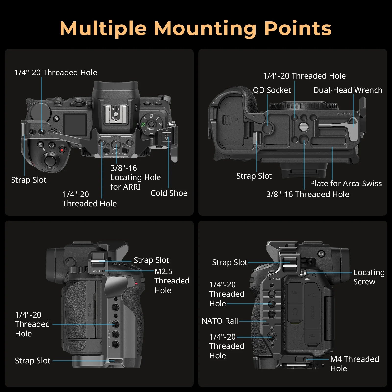 SmallRig Camera Cage for Nikon Z 6III with Arca-Swiss Quick Release Plate for DJI RS 3 /RS 3 Pro /RS 4 /RS 4 Pro or Tripod Mount