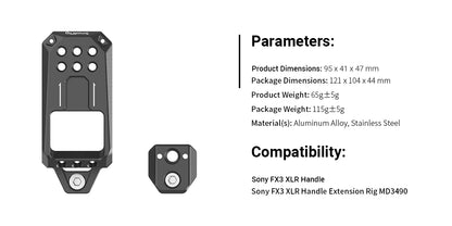 SmallRig Top Plate for Sony FX30 / FX3 XLR Unit to Protect for Sony FX3 XLR Handle with 1/4'' Threaded Holes Cold Shoe MD3990