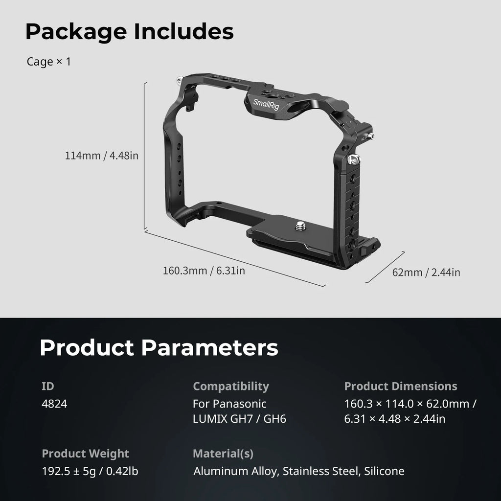 SmallRig HawkLock Quick Release Cage for Panasonic LUMIX GH7 / GH6