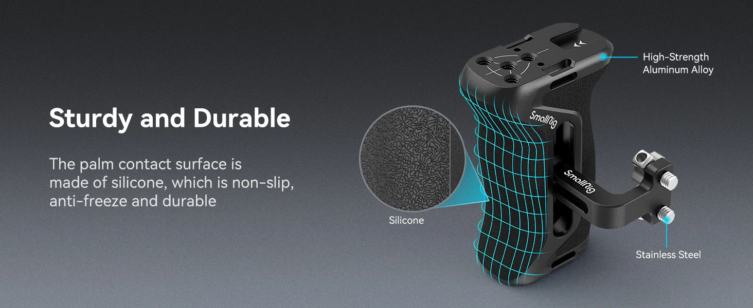 SmallRig DSLR Camera Hand Grip Aluminum Universal Side Handle W/ Screw Mounting Holes &Cold Shoe for Microphone DIY Options 4015