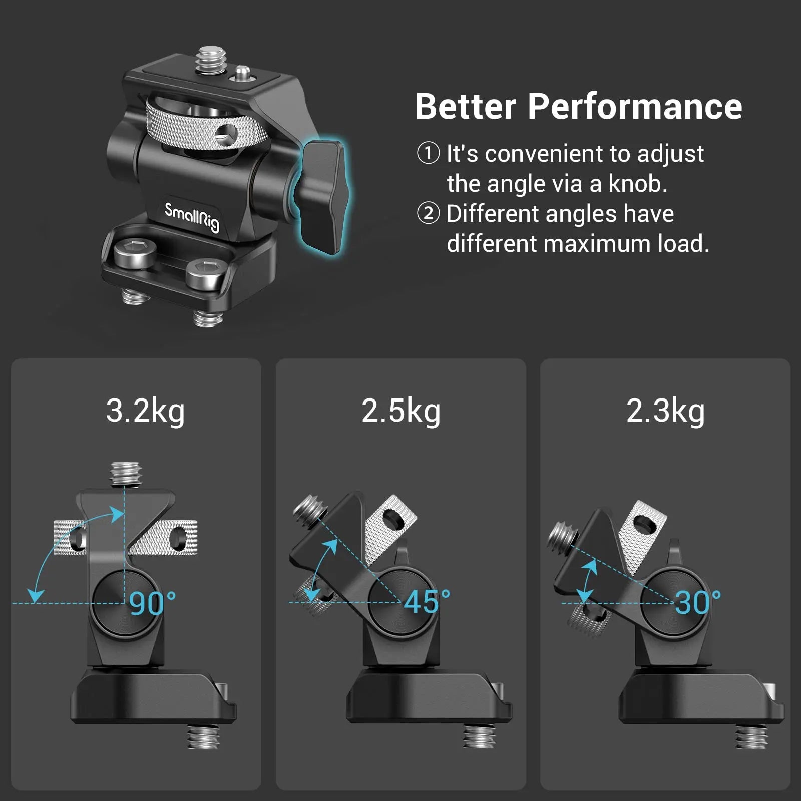 SmallRig DSLR Camera Clamp Swivel and Tilt Adjustable Monitor Mount w/ Screws Mount for Monitor Flash Light DIY Attachment 2904B