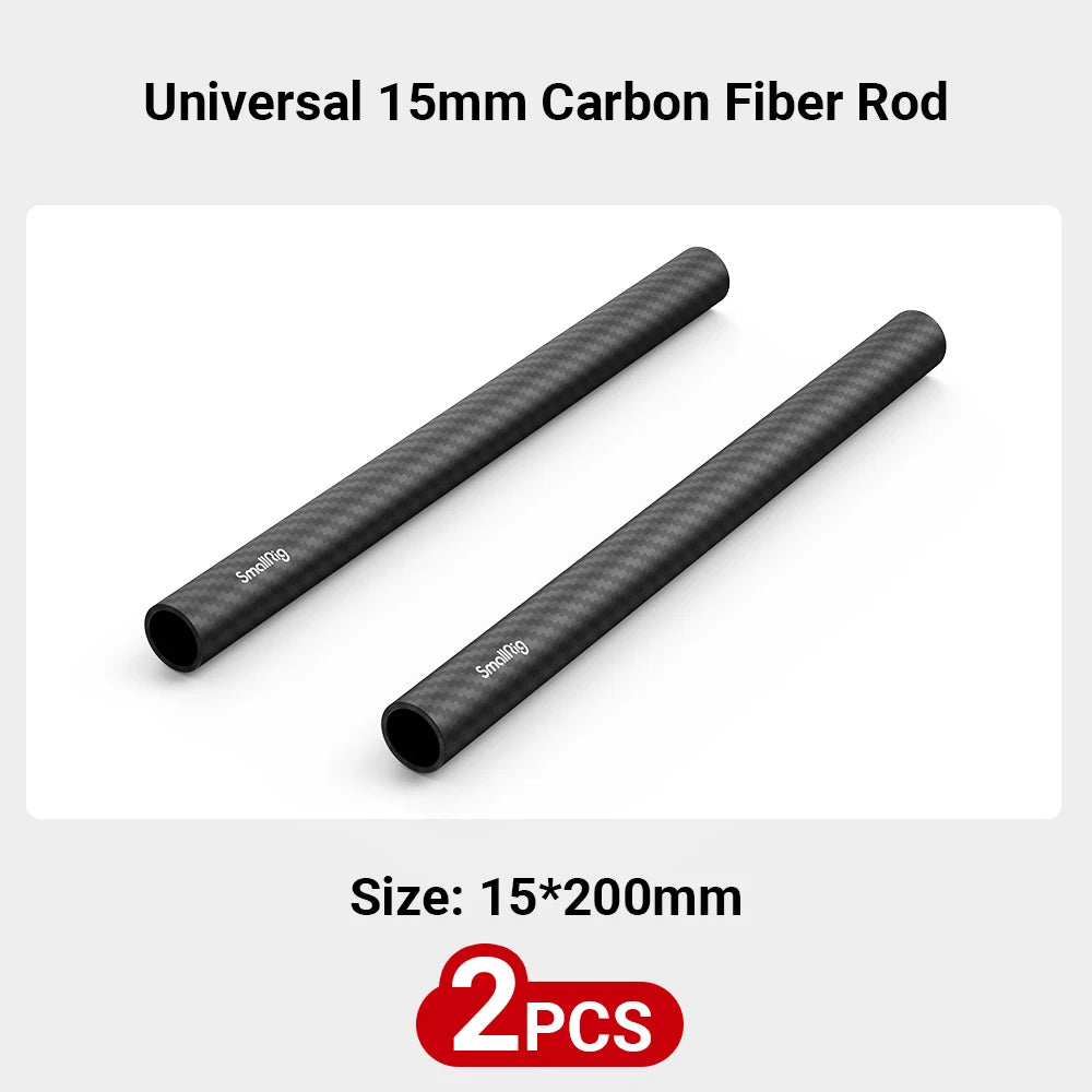 SmallRig 15mm Rods Pack with M12 Thread Rod Cap Connectors Carbon Fiber / Aluminum Alloy Rods Combination Camera Rail Rod