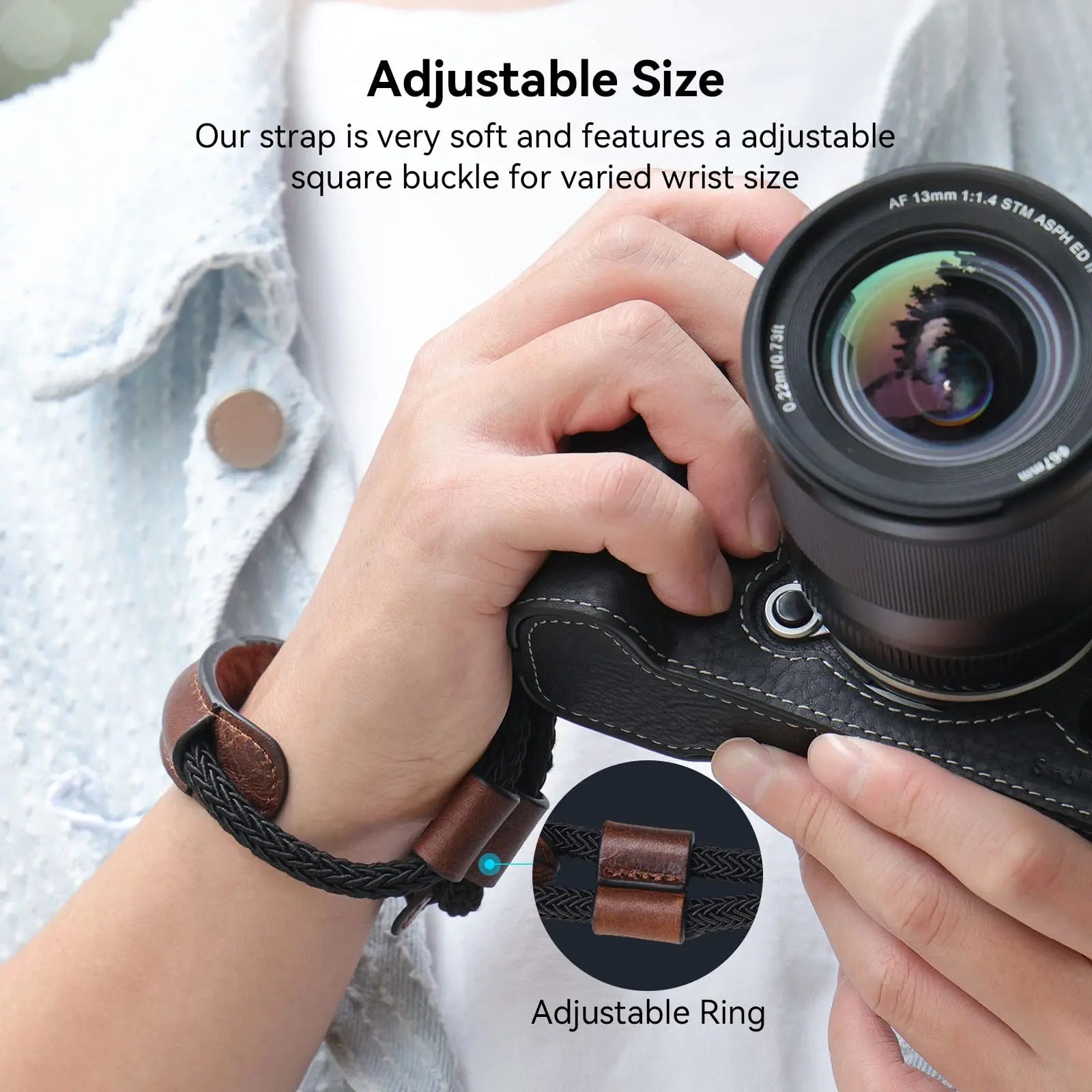 SmallRig Universal Camera Hand Strap,Vintage Leather Wrist Strap