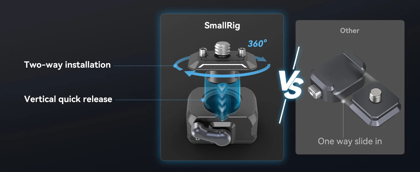 SmallRig Quick Release Camera Monitor Mount with Cold Shoe,Supports Swivel 360° and Tilt 170° Adjustable,Drop-in HawkLock Holder