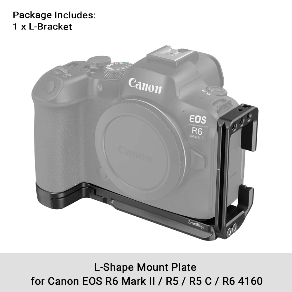 SmallRig Camera L-Bracket for Canon EOS R6 Mark II /R5 /R5 C / R6  Arca-Type 1/4" Accessory Threads Quick Release L Plate 4160