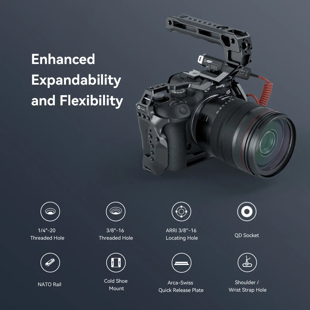 SmallRig Camera L-Bracket for Canon EOS R6 Mark II /R5 /R5 C / R6  Arca-Type 1/4" Accessory Threads Quick Release L Plate 4160