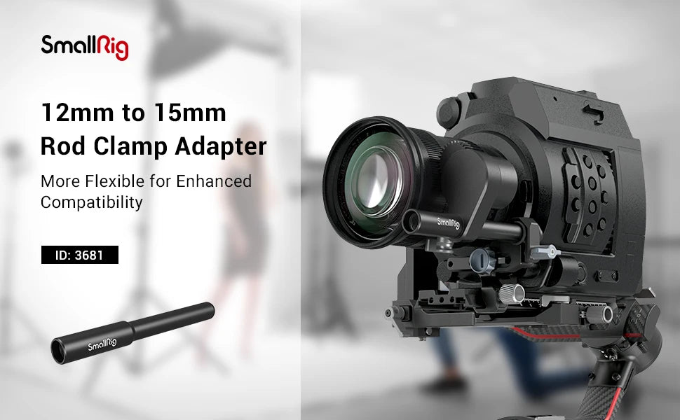 SmallRig Camera Rail Rod 12mm to 15mm Rod Clamp Adapter for DJI RS2 RS3 RS3 Pro / for DJI RS3 mini, for Follow Focuses 3681