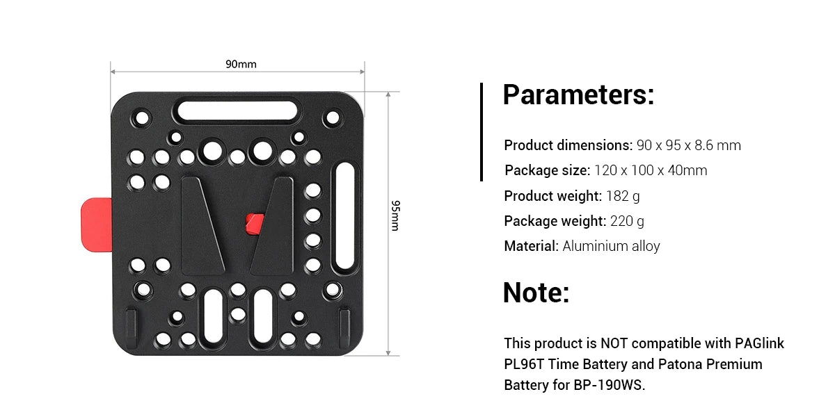 SmallRig V Mount Battery Plate, V-Lock Assembly Kit, Female V-Dock Male V-Lock Quick Release Plate – 1846C