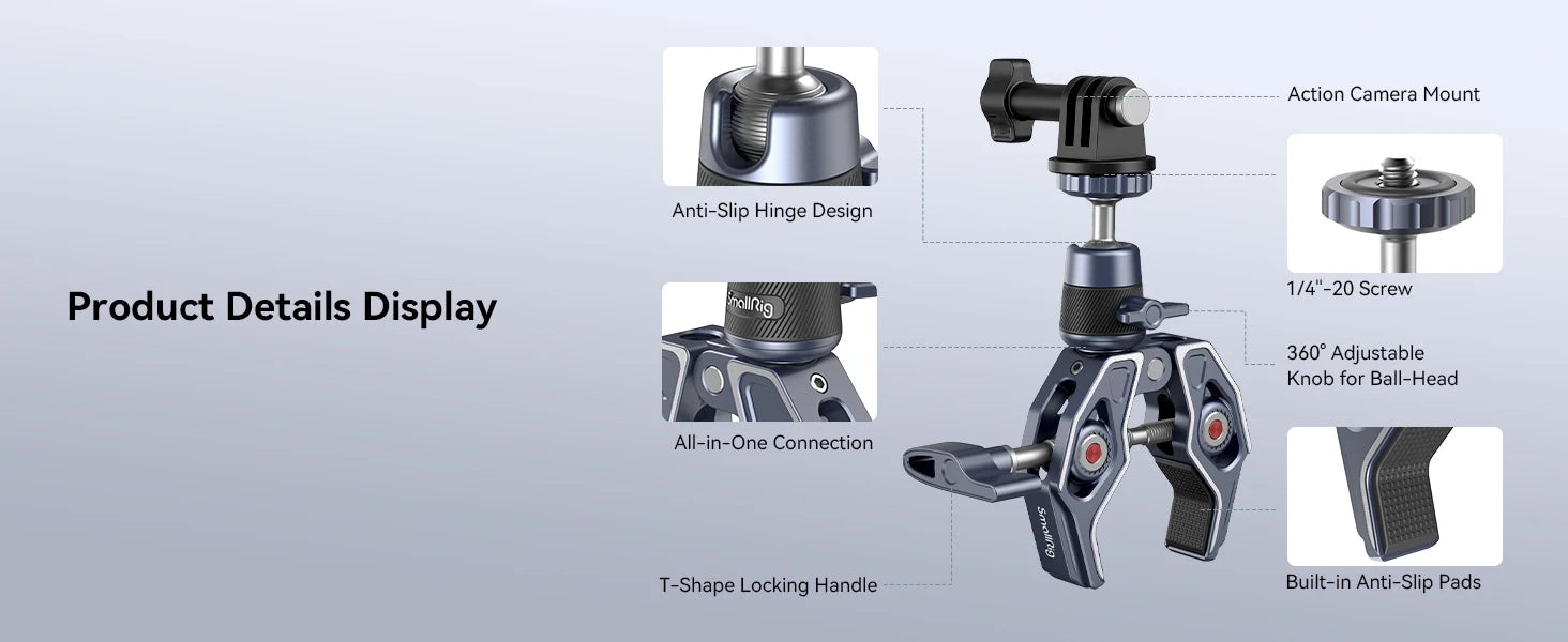 SmallRig Super Clamp Camera Mount Clamp with 360° Ballhead