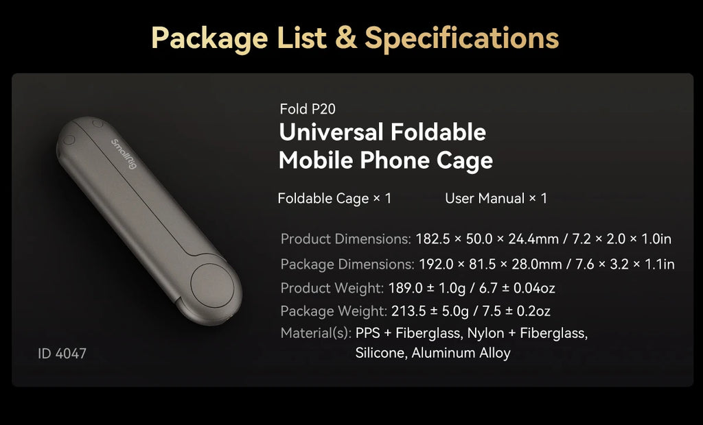 SmallRig P20 Foldable Universal Phone Cage, Smartphone Video Rig Case Stabilizer Tripod Mount