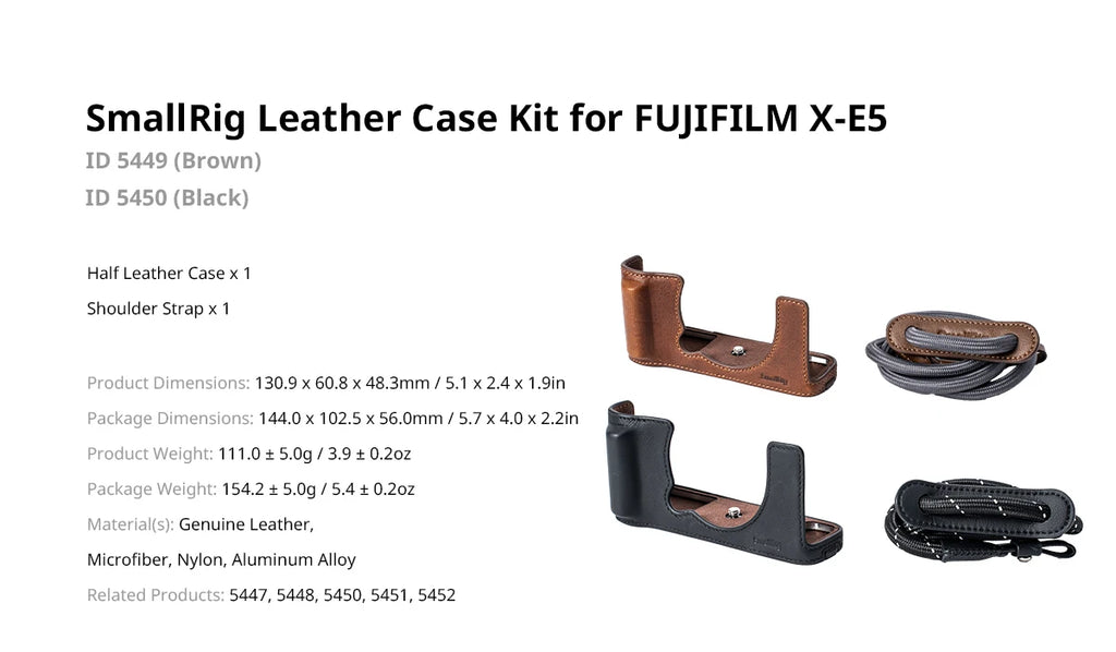 SmallRig Half Case Fujifilm X-E5 with Leather Strap
