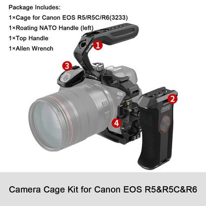 SmallRig Black Mamba Camera Cage with cable clamp and Top Handle Kit for Canon EOS R5 & R6 & R5 C Camera 3233/3234