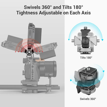 SmallRig Quick Release Monitor Holder Camera Clamp Swivel and Tilt Adjustable Monitor Mount with Cold Shoe / ARRI /  NATO Mount