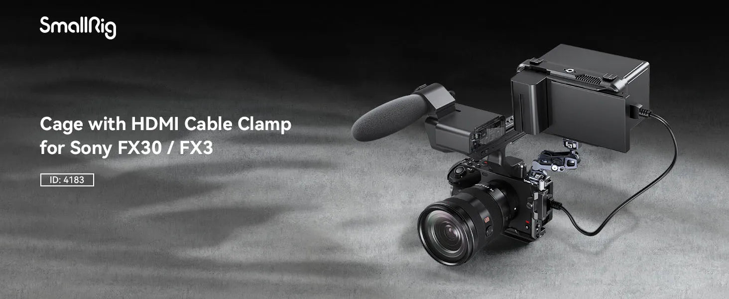 SmallRig Cage for Sony FX30 FX3, with Nato Rail Cable Clamp Cold Shoe, FX30 Camera Cage Compatible with Original XLR Handle-4183