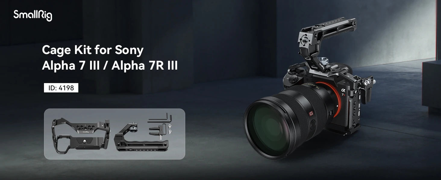 SmallRig A7 III / A7R III Cage Kit with Top Handle Cable for Sony Alpha 7 III / Alpha 7R III Portable Handheld Kit 4198
