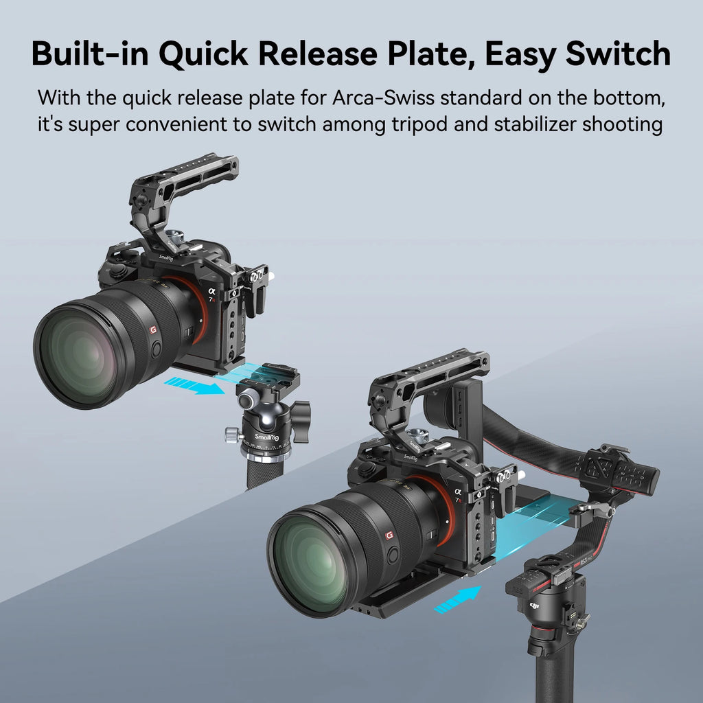 SmallRig A7 III / A7R III Cage Kit with Top Handle Cable for Sony Alpha 7 III / Alpha 7R III Portable Handheld Kit 4198