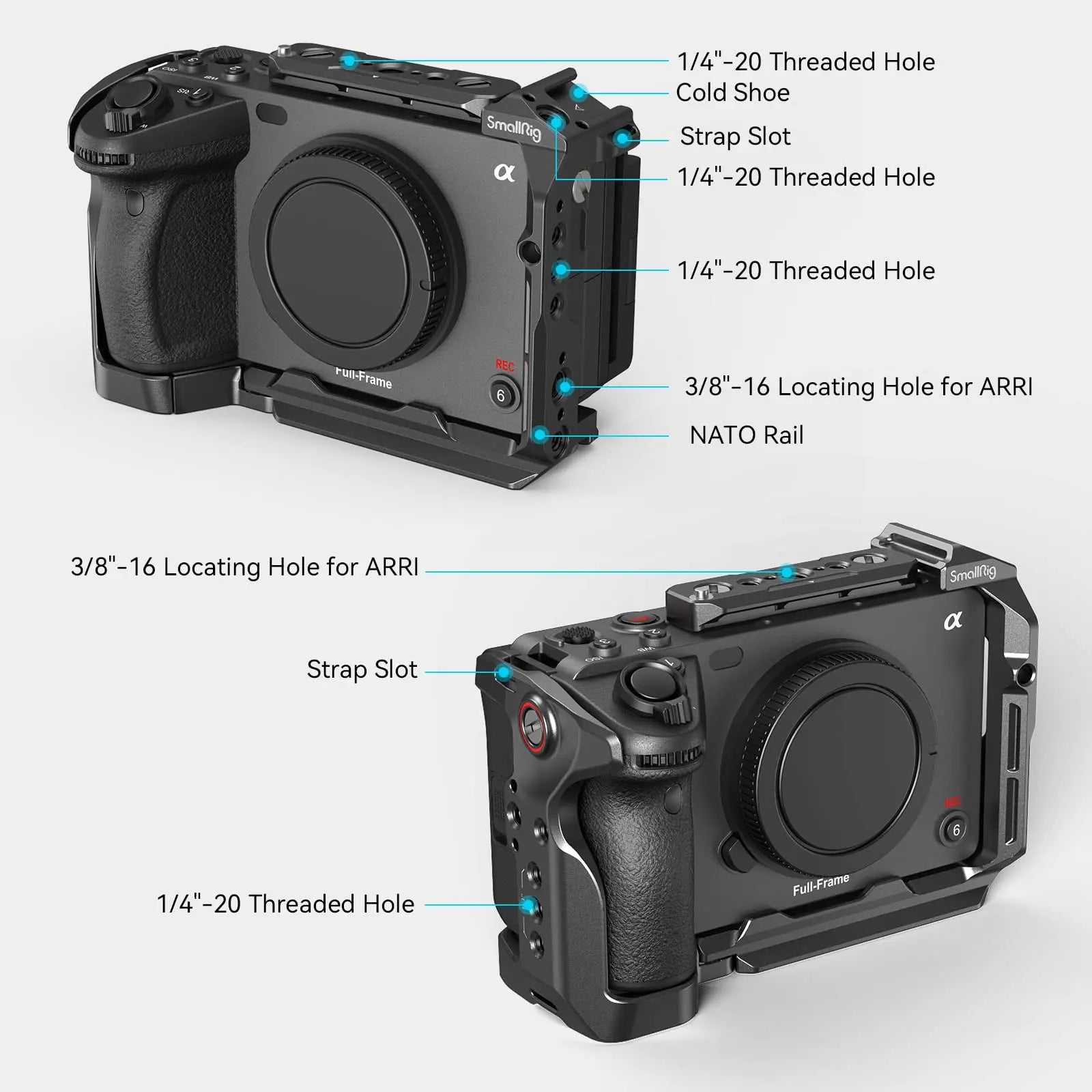 SmallRig Full Camera Cage Rig kit for Sony FX3/FX30 With Cable Clamp Cold Shoe NATO Rail Cinema Camera DIY Kit