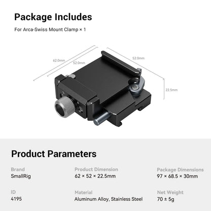 SmallRig Mount Plate for Arca-Swiss, for DJI RS 3 Mini 4195 and Extended Vertical Arm for DJI RS 3 Mini 4196