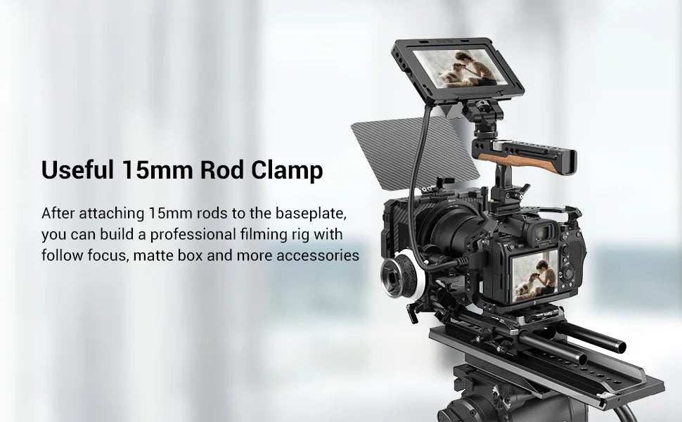 SmallRig Lightweight Base Plate Riser System For Sony with Dual 15mm Rod Clamp Plate for Manfrotto Style 40% Lighter