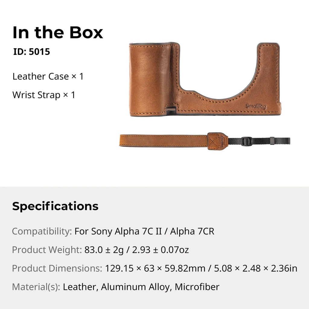 SmallRig A7C II /A7CR Leather Case Kit with Genuine Leather Wrist Strap Camera Leather Case for Sony Alpha 7C II /Alpha 7CR 5015