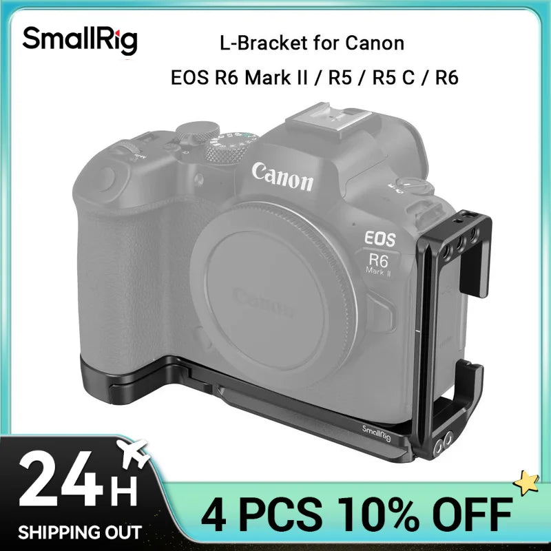 SmallRig Camera L-Bracket for Canon EOS R6 Mark II /R5 /R5 C / R6  Arca-Type 1/4" Accessory Threads Quick Release L Plate 4160