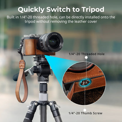 SmallRig A7C II /A7CR Leather Case Kit with Genuine Leather Wrist Strap Camera Leather Case for Sony Alpha 7C II /Alpha 7CR 5015