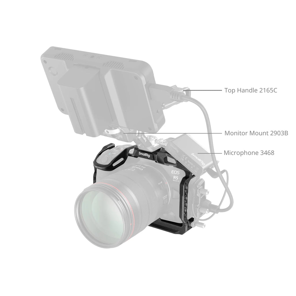 SmallRig EOS R5 Mark II "Black Mamba" / HawkLock Quick Release Cage for Canon EOS R5 Mark II Cage Kit with Top Handle