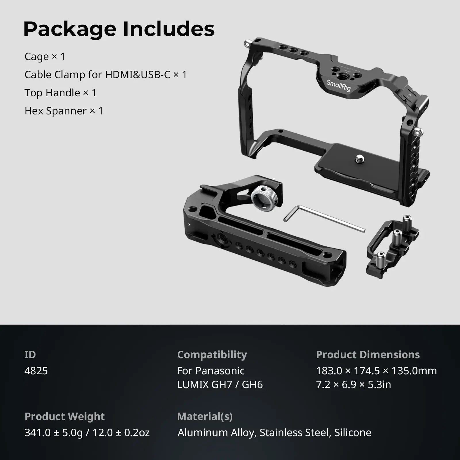 SmallRig HawkLock Quick Release Cage Kit for Panasonic LUMIX GH7/GH6, with Top Handle Kit, Cable Clamp for HDMI and USB-C 4825