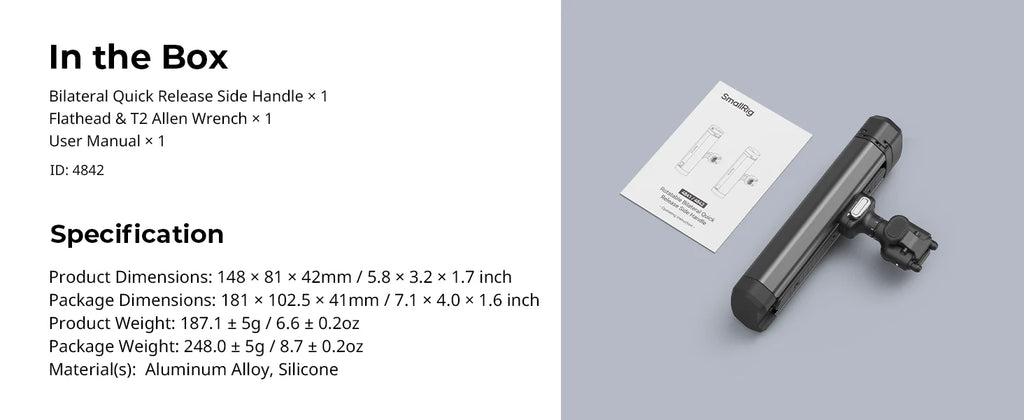 SmallRig Bilateral Quick Release Side Handle for Professional Mobile Video Shooting Infinite Rotation Phone Side Handle 4842